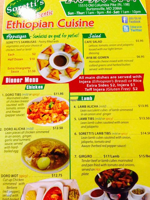 Menu page 1 at Soretti's in Burtonsville