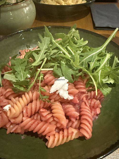 pink pasta  at Vegitalian in Salzburg