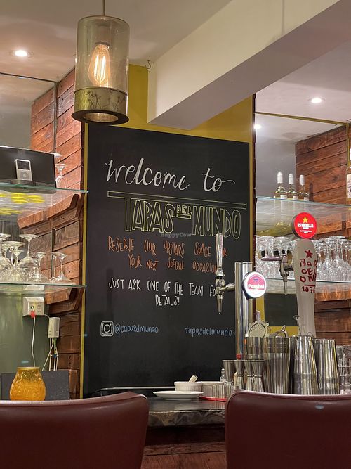 Sign behind the bar   at Tapas del Mundo (Swindon) in Swindon