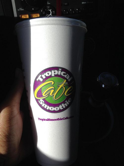 large 24 oz cup for $2.25 (during 1/2 off happy hour) at Tropical Smoothie Cafe in Phoenix