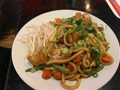 Spicy udon noodles with tofu  at Red 88 in Davis