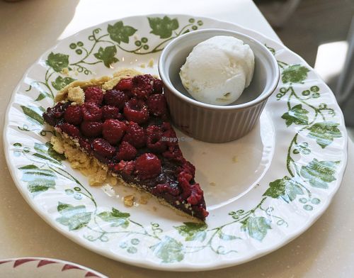Raspberry Tart + Lime Sorbet at Chat-Rivari Café in Paris