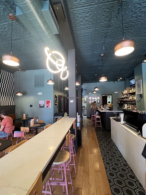 Interior and indoor seating  at Koma Cafe in Takoma Park