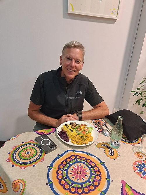 NIce guy nourishing in Baratza to continue the Camino. at Baratza Kafea in Pamplona