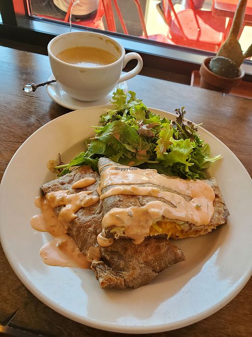 Spicy Reuben Crêpes at Starving Artist Creperie and Cafe in Lee