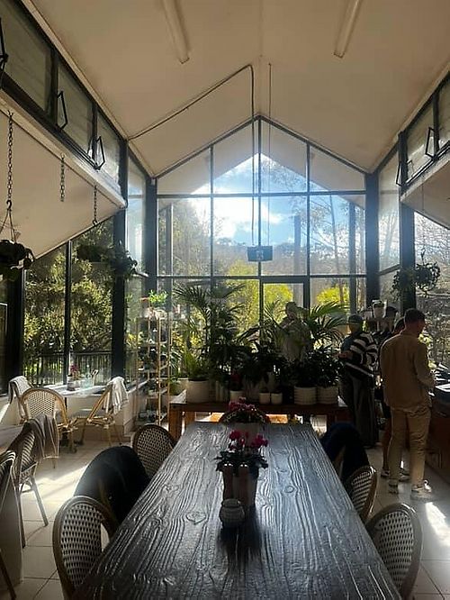 Inside the cafe at Sorensen's Glasshouse and Gardens in Leura