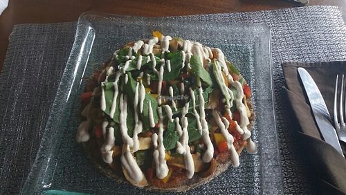 tri-colour pizza! at Divine Earth in Seminyak