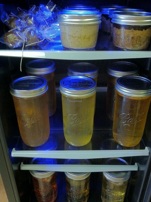 Cold Brewed teas by Wisdom Nectar Tea & Olive Leaf Tea Co. Both Phoenix based companies. Return the jar and get .50 off your next purchase! at Iss' Magic Mixes Oatmeal Cafe in Mesa