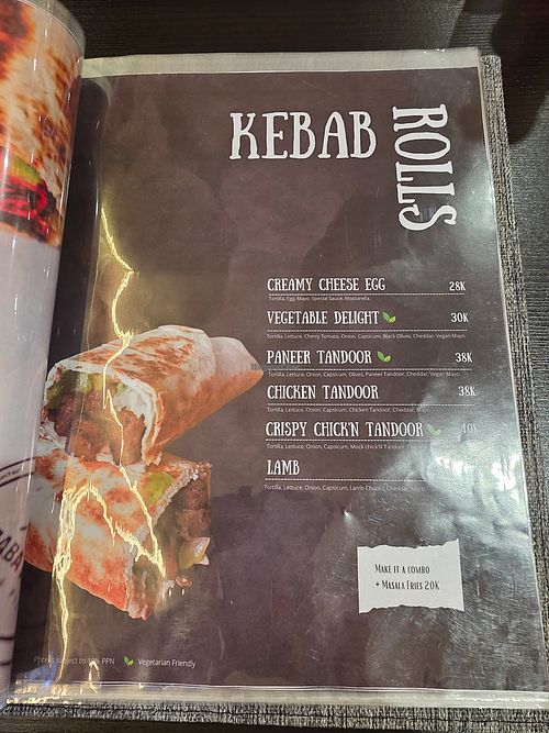 Kebab menu at Baba Ali's Diner in Jakarta Utara