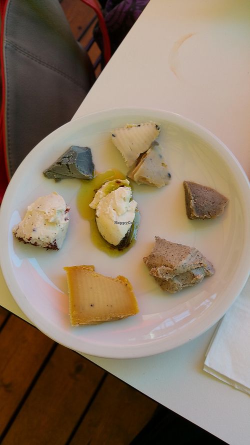 A sample of the many vegan cheeses for sale (take out). at Anastasia in Tel Aviv