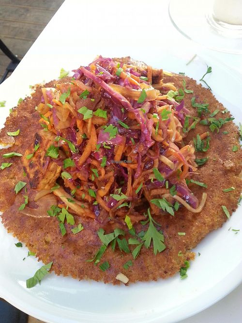 Macadamia-rice pancake with vegetables at Anastasia in Tel Aviv