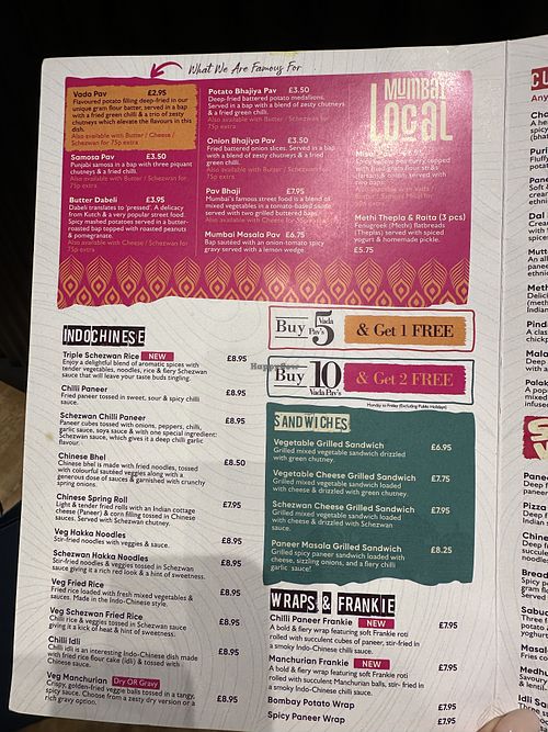 Menu  at Shree Krishna Vada Pav (SKVP) - East Castle in West London