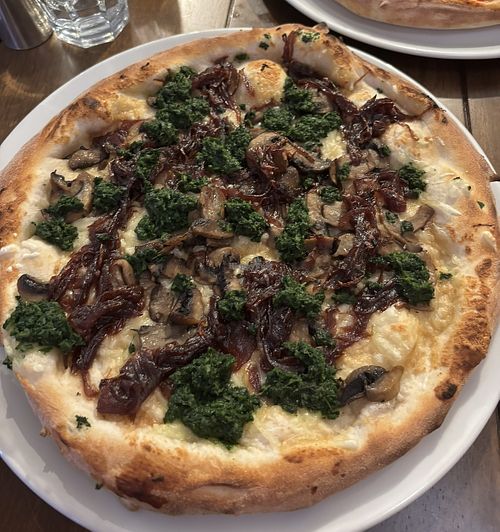 Fungi pizza with vegan cheesee  at La Luna in Kendal