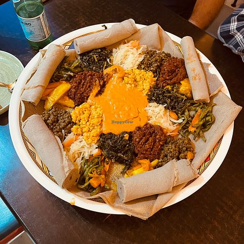 Vegan "veggie combo" at Piassa Bar & Restaurant in England