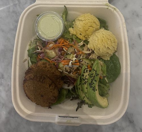 Fava Burger Salad   at Makka Living Foods in Palm Springs