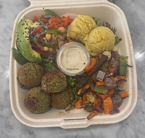 Modern Falafel salad no black rice   at Makka Living Foods in Palm Springs