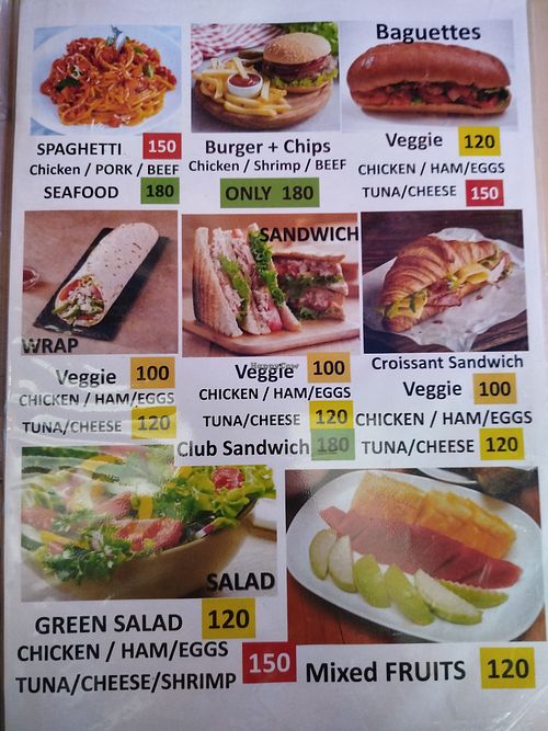 European menu at Sopa Restaurant and Bar in Bangkok