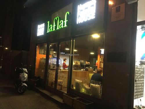 outside at night at Laflaf in Warsaw