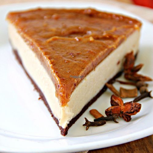 mulled cider and salted caramel vegan cheesecake  at Eat What's Good in Chatham