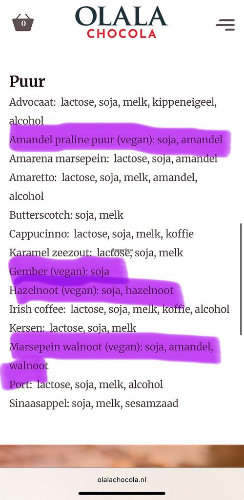  vegan options (each 1€)  at Olala Chocola in Zuid-holland