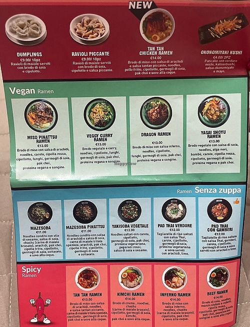Vegan options in green  at Ramen Shifu - Roma Appia in Rome