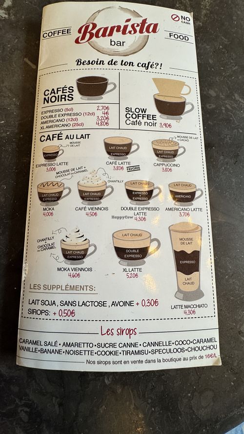 Menu café   at Barista Tournai Grand Place in Région Wallonne