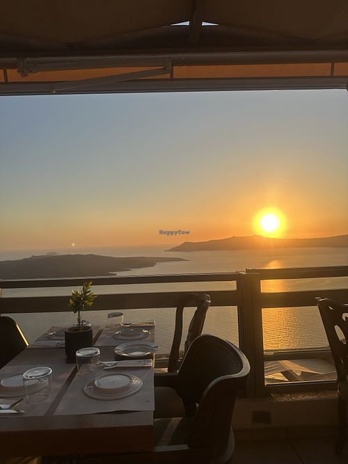 Sunset   at Koultoura Restaurant in Thira