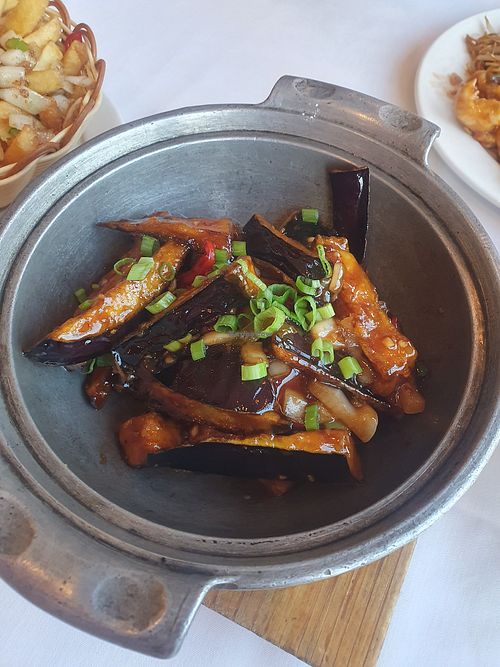Aubergine in chilli & black bean sauce at Peking Garden Wilmslow in England