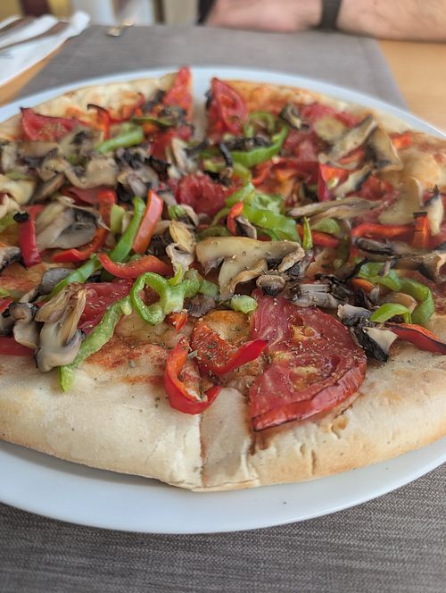 Vegetarian pizza (ask for it without cheese) at Bellos Hotel & Apartments in Crete