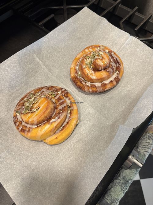 pumpkin cinnamon rolls from october 2025  at Secret Bakery in Ferndale