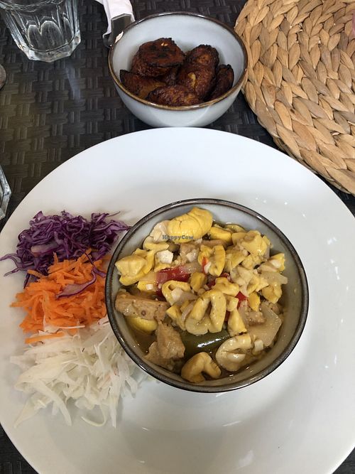 Ackee with tofu and friend plantain  at Fi Real in Bristol