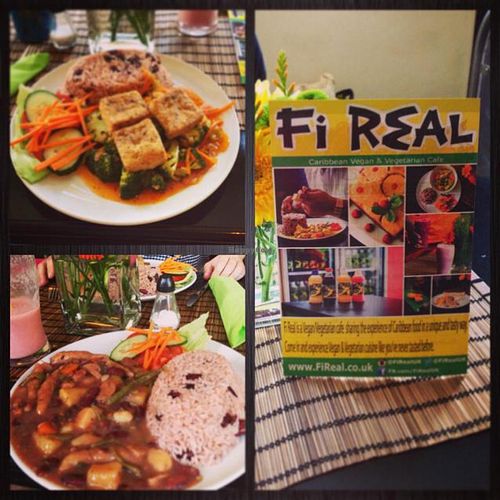 Sweet and sour tofu and Ital stew! Yum.  at Fi Real in Bristol