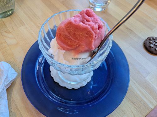 Blood orange and lemon sorbet at Al Bivio Hornbeam Park in Harrogate