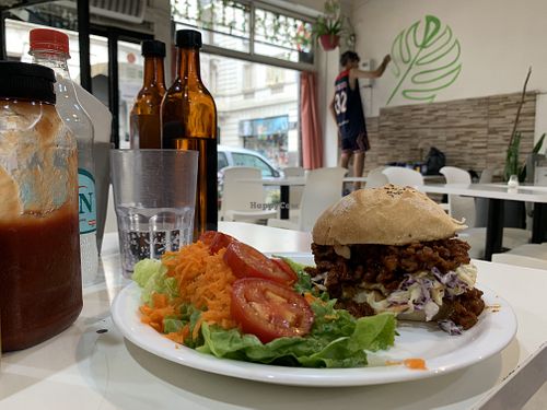 BBQ burger: very surprising texture  at Konu Bar in Buenos Aires