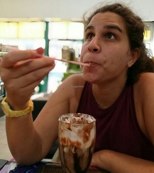 enjoying my soyshake!  at Konu Bar in Buenos Aires