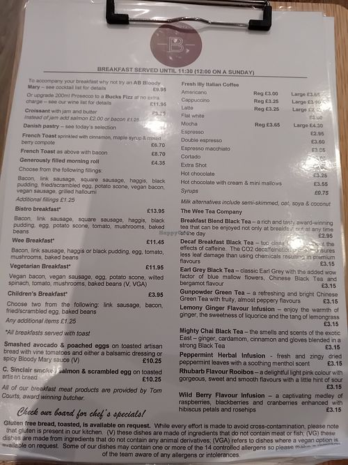  at Aberdour Bistro in Scotland