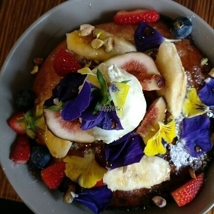 beautifully presented pancakes  at Dad and Dave's Cafe in Yarraville