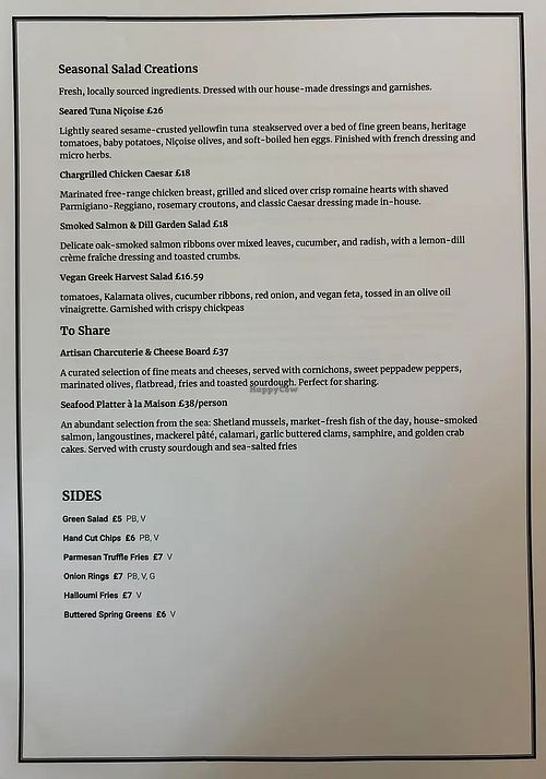 Summer 2025 Salads  at The Oystercatcher in Scotland