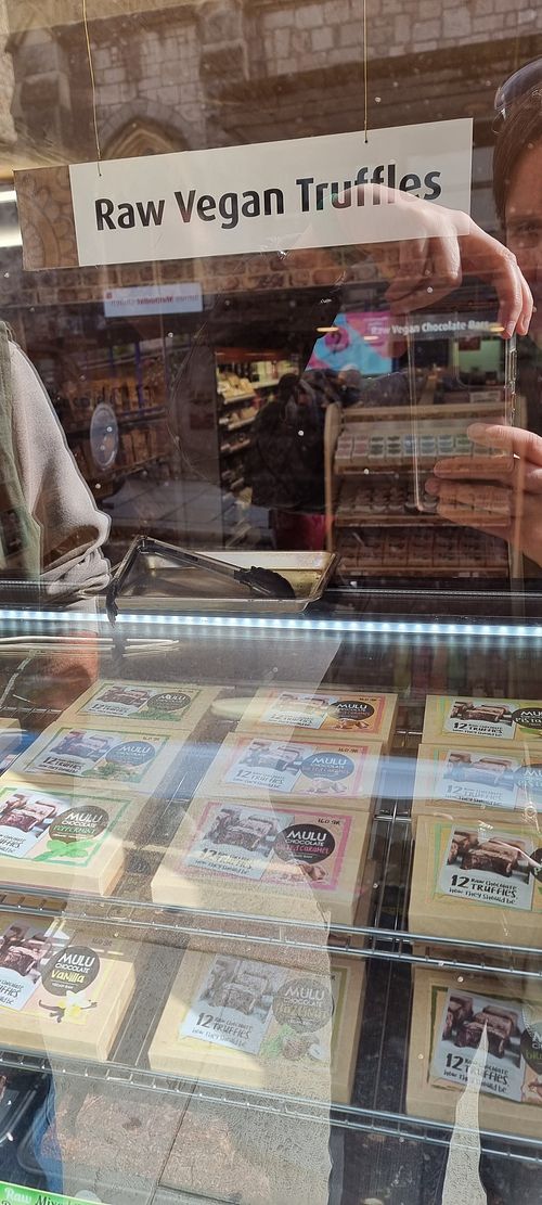 Raw vegan truffles at The Good Food Shop Totnes in England