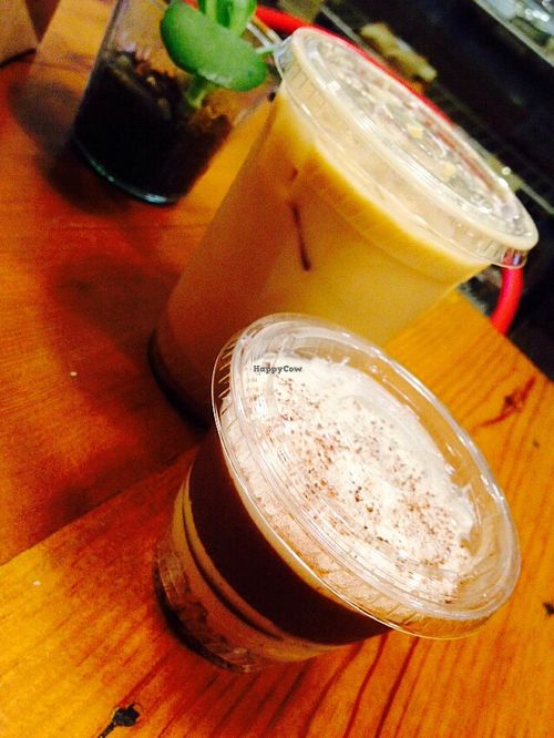 Cold brew latte with Brazil but milk and Tiramisu tart cup at P.S. and Co. in Philadelphia