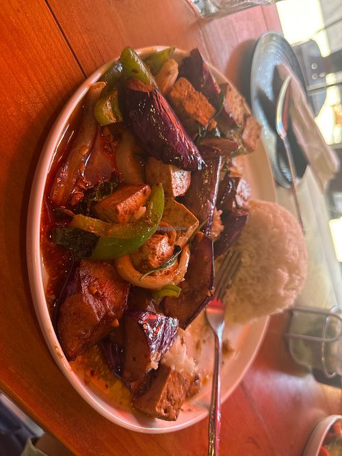Eggplant with Basil and Tofu  at Thai 7 Bistro in Brea