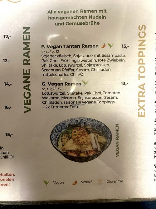 Vegane Ramen auf der Speisekarte  at Ori Ori Ramen in Bremen