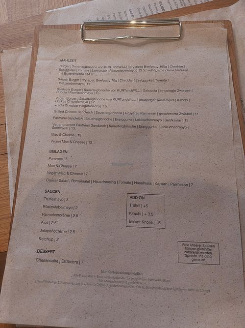 Menu at Burger & Wein by UnterFreunden in Schleswig-holstein