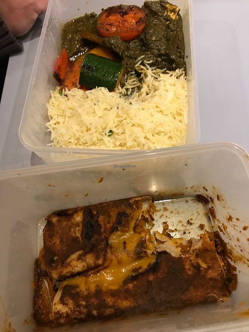 Enchiladas (left) and sag paneer (right) at Avatar's in Sausalito