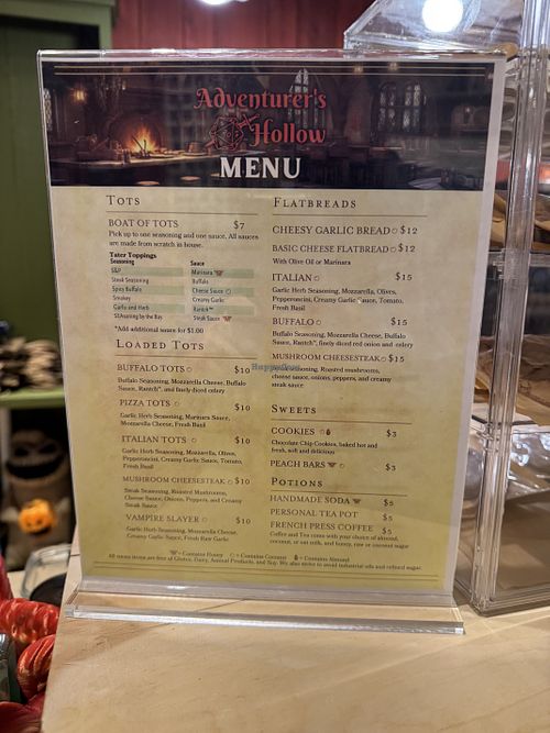 Menu  at Adventurer's Hollow Gaming Tavern in Lebanon