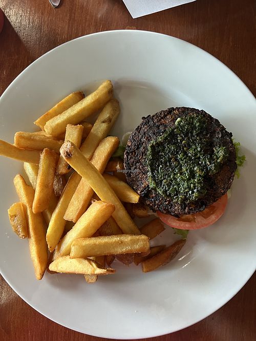 Umami Burger without the bun and mayo  at Riptide Pub in Campbell River