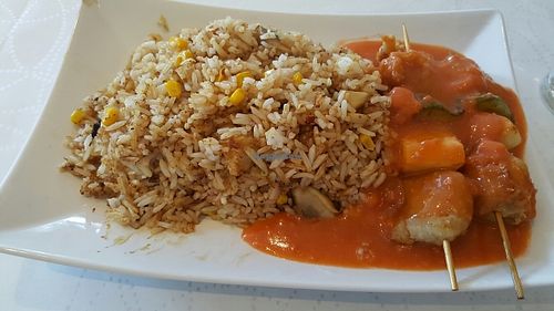 Satay Chicken and Fried Rice at Lotus Plant Based Kitchen in Manchester