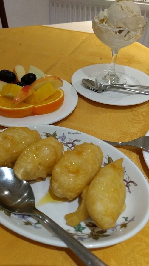 vegan ? fritters at Lotus Plant Based Kitchen in Manchester