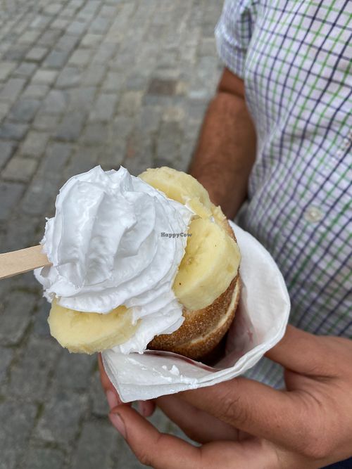 Banana and vegan whipped cream filled Tredlnik at Trdelník in Hlavní Město Praha