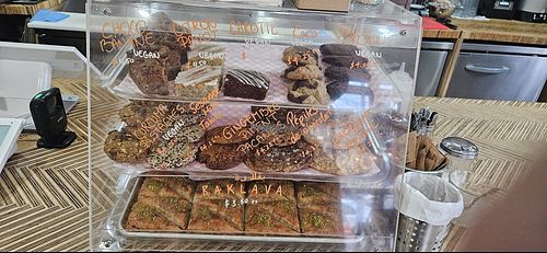 Several vegan baked goods at Kahéra in Montreal